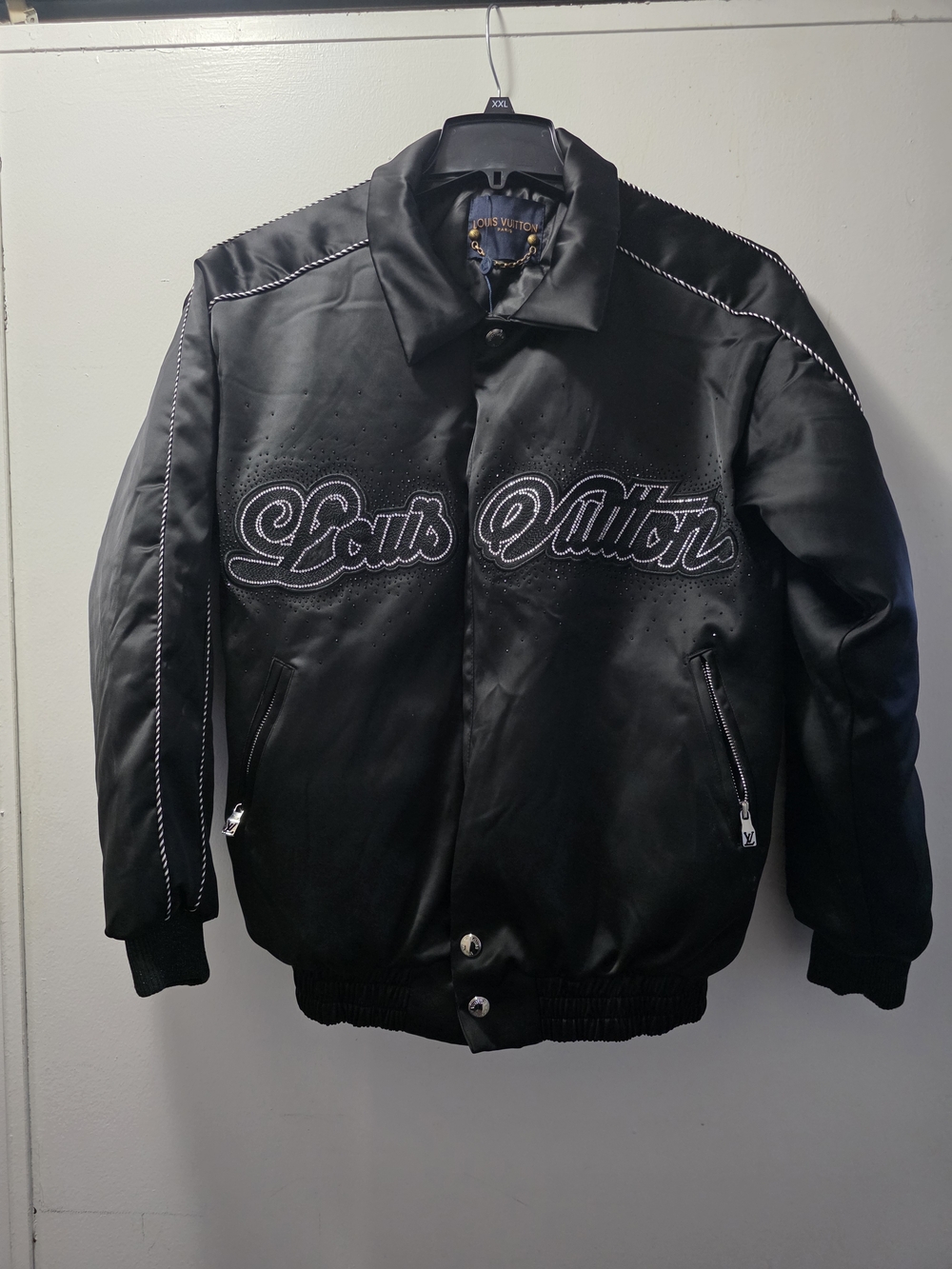 L ouis V uitton Men's Black Satin Bomber Jacket